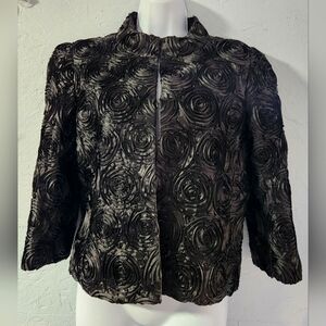 Anthracite Black Rosette 3/4-Sleeve Jacket - Size 8